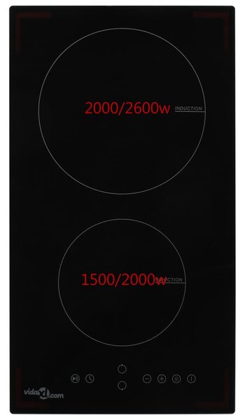 Indukční deska 2 varné zóny dotykové ovládání sklo 3 500 W