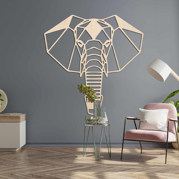 SENTOP | Geometrický slon ze dřeva – nástěnná dekorace na zeď I SENTOP PR0237