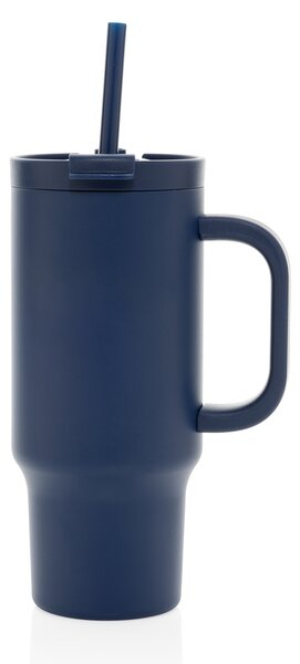 Uzavíratelný nerez termohrnek s brčkem, 480ml, XD Design, modrý