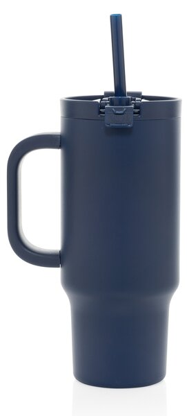 Uzavíratelný nerez termohrnek s brčkem, 480ml, XD Design, modrý
