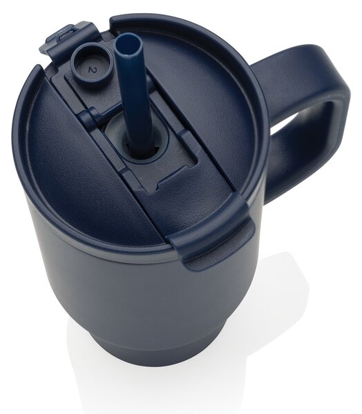 Uzavíratelný nerez termohrnek s brčkem, 480ml, XD Design, modrý