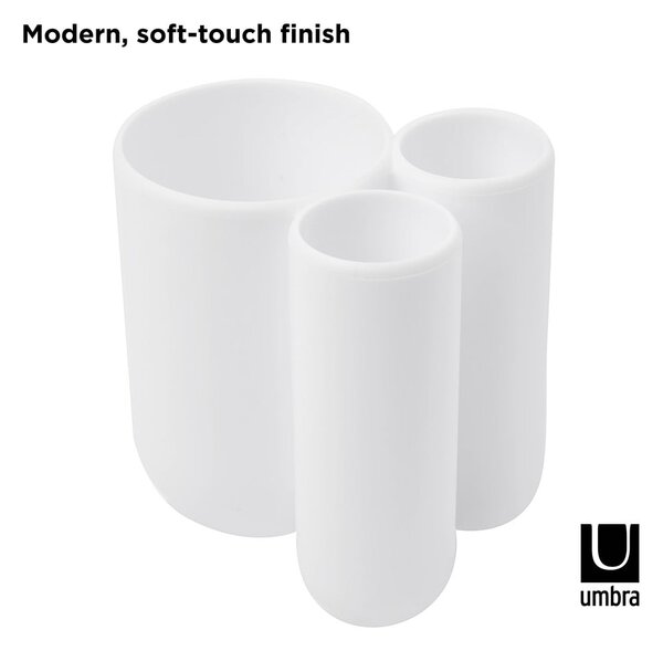 Bílý plastový kelímek na zubní kartáčky Touch – Umbra