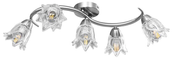 Stropní lampa průhledná skleněná stínidla 5 žárovek E14 tulipán
