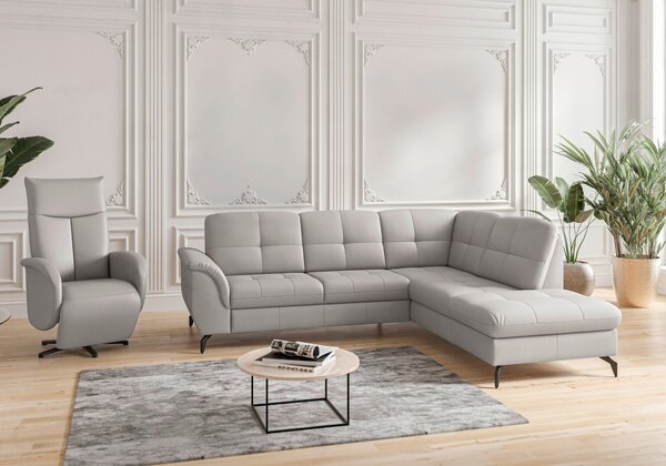 ROHOVÁ SEDAČKA, textil, kůže, světle šedá Sit & More - Sedací soupravy, Online Only