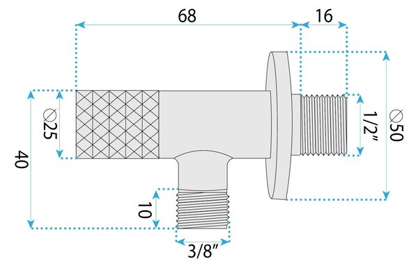 Rea Diamond, rohový ventil 1/2" x 3/8", měděná matná, REA-03625