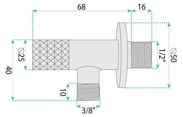 Rea Diamond, rohový ventil 1/2" x 3/8", grafitová, REA-03626