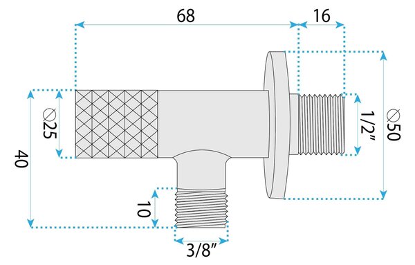 Rea Diamond, rohový ventil 1/2" x 3/8", zlatá matná, REA-03624