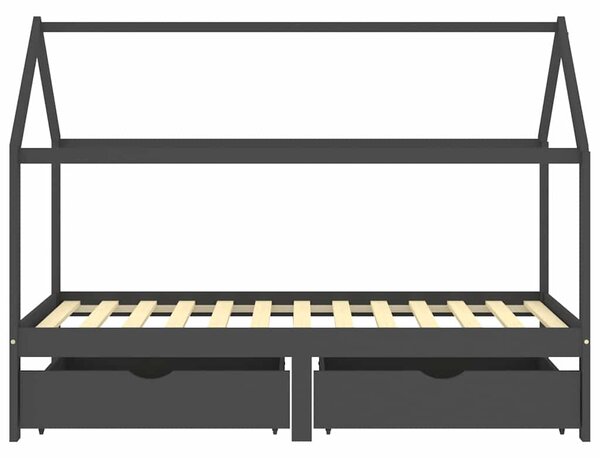 Rám dětské postele se zásuvkami tmavě šedý borovice 90 x 200 cm 322144