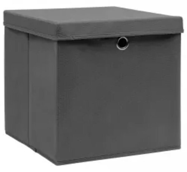 Úložné boxy s víky 10 ks 28 x 28 x 28 cm šedé