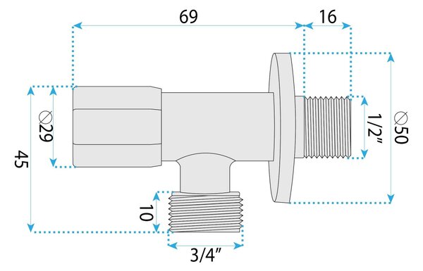 Rea Rea, rohový ventil 1/2" x 3/4", grafitová, REA-03610