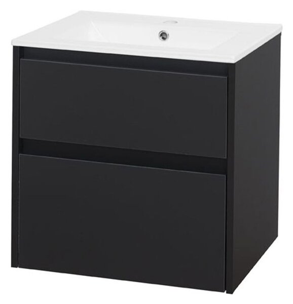 Mereo Mereo, Opto, koupelnová skříňka s keramickým umyvadlem 61 cm, bílá, dub, bílá/dub, černá, CN940
