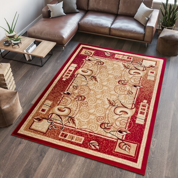 Makro Abra Kusový koberec ATLAS E952A Květy červený Rozměr: 60x100 cm