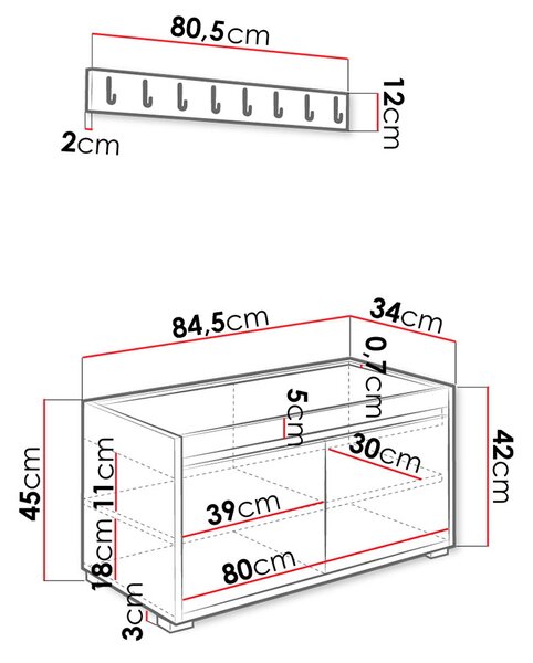 Nábytek do předsíně Kendora 80 (s 12 ks. čalouněných nástěnných panelů Pazara 40x30) (manila 32)