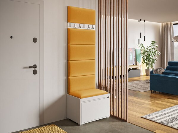 Nábytek do předsíně Kendora 60 (s 6 ks. čalouněných nástěnných panelů Pazara 60x30) (bílý) (manila 32)