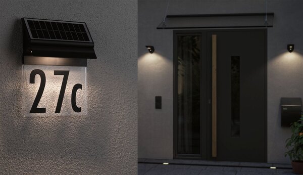 P 94694 Solární LED domovní číslo a svítidlo Neda IP44 3000K černá - PAULMANN