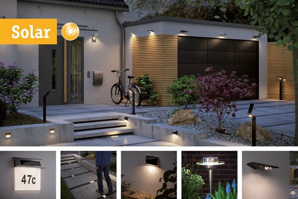 P 94694 Solární LED domovní číslo a svítidlo Neda IP44 3000K černá - PAULMANN
