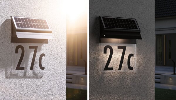 P 94694 Solární LED domovní číslo a svítidlo Neda IP44 3000K černá - PAULMANN