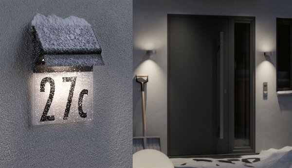 P 94694 Solární LED domovní číslo a svítidlo Neda IP44 3000K černá - PAULMANN