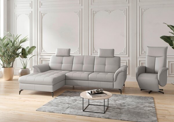 ROHOVÁ SEDAČKA, textil, kůže, světle šedá Sit & More - Sedací soupravy, Online Only