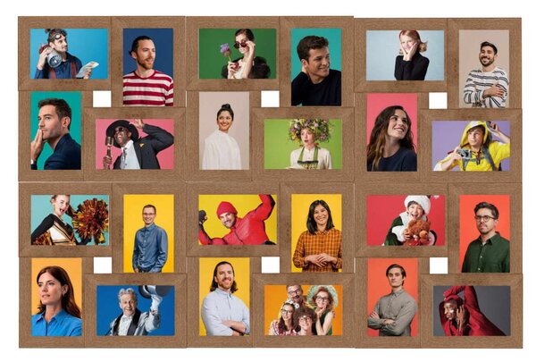 Kolážový fotorámeček na 24 obrázků (10x15 cm) světle hnědý MDF