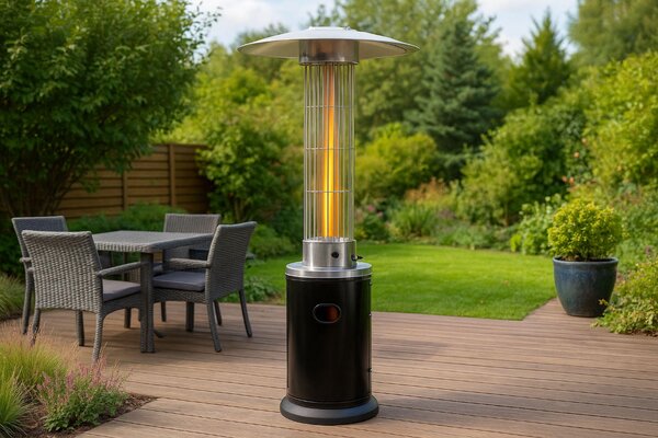 MultiGarden HMXD-E Terasový plynový ohřívač 9 kW se skleněnou trubicí + regulátor, hadice a ochranný obal