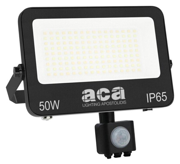 ACA Lighting LED SMD černý reflektor s pohybovým čidlem 50W 3CCT 5000lm 185-260V Ra80 IP66 N50CCTS
