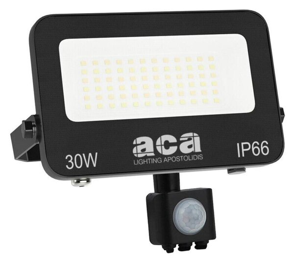 ACA Lighting LED SMD černý reflektor s pohybovým čidlem 30W 3CCT 3000lm 185-260V Ra80 IP66 N30CCTS