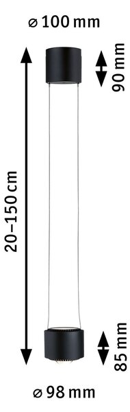 P 96813 URail LED závěs Aldan / 8,5 / 1x4,5W 4000K stmívatelné 230V černá mat/černá - PAULMANN