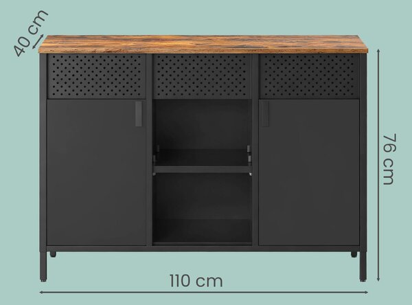 KOMODA, hnědá, černá, 110/76/40 cm Boxxx - Šuplíkové komody, Online Only