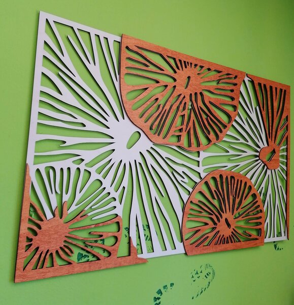Vyřezávaný obraz na stěnu z dřevěné překližky orange 3D efekt KODJAK: 46 x 80 cm 3915-44973 PR0299 5 casti