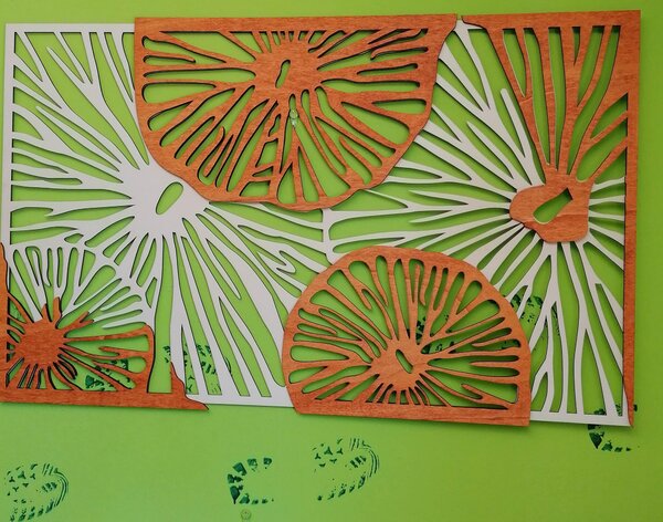 Vyřezávaný obraz na stěnu z dřevěné překližky orange 3D efekt KODJAK: 46 x 80 cm 3915-44973 PR0299 5 casti