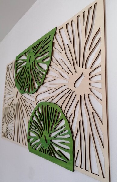 Dřevěný obraz na zeď - KIWIKI: Model 1 46 x 80 cm 3918-45190 PR0301 multi green