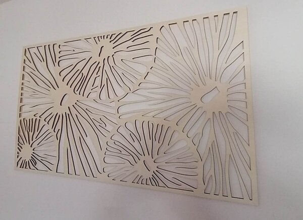 Abstraktní obraz na zeď z překližky 3D efekt SAMUEL: Přírodní překližka - Topol přírodní 46 x 80 cm 3916-45061 PR0300 HEU+
