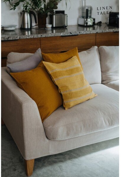 Lněný povlak na polštář 40x40 cm Amber Bronze Stripes – Linen Tales