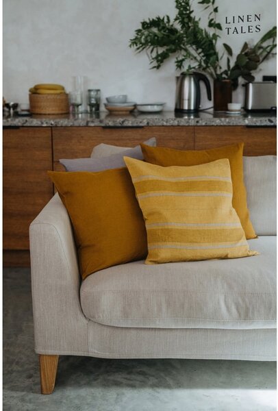 Lněný povlak na polštář 40x40 cm Amber Bronze Stripes – Linen Tales