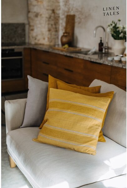 Lněný povlak na polštář 40x40 cm Amber Bronze Stripes – Linen Tales