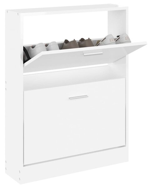 Botník bílý s vysokým leskem 59x17x81 cm kompozitní dřevo