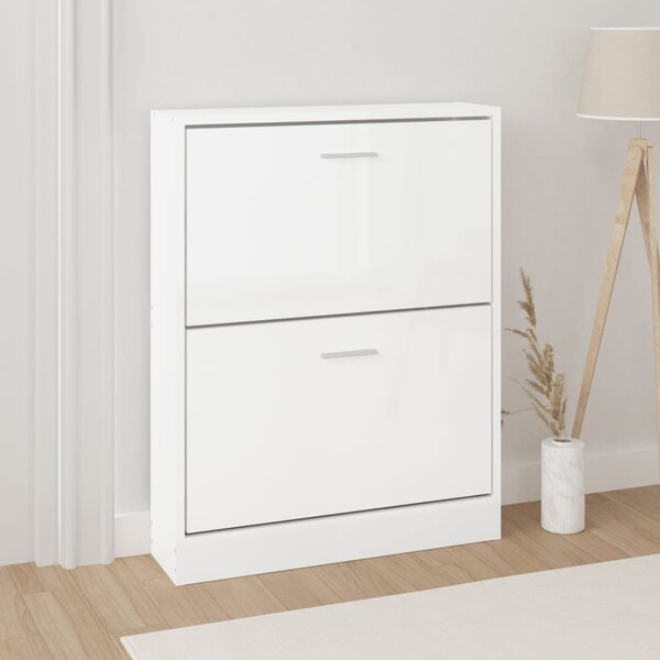 Botník bílý s vysokým leskem 59x17x81 cm kompozitní dřevo