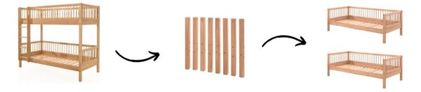 Patrová dětská postel z dubového dřeva v přírodní barvě 90x200 cm Forrest – Vipack
