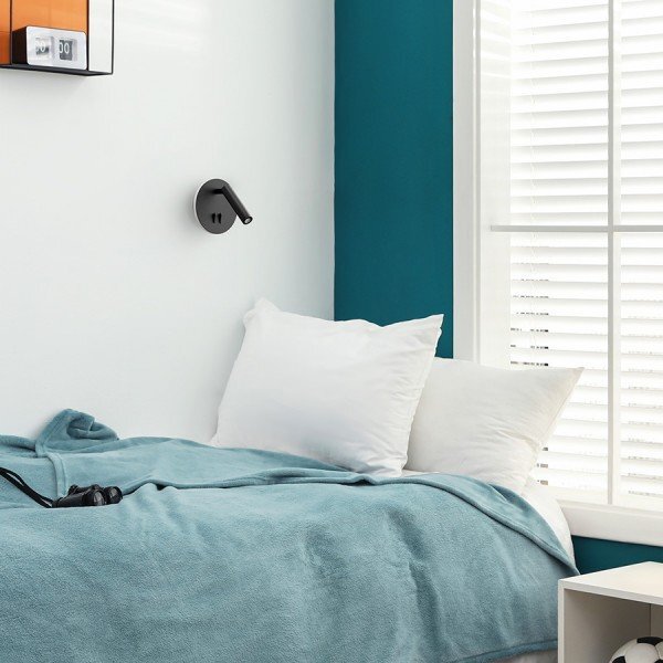 RED R13765 THALIA nástěnná černá satinovaný akryl 230V LED 6+3W 3000K - RED - DESIGN RENDL