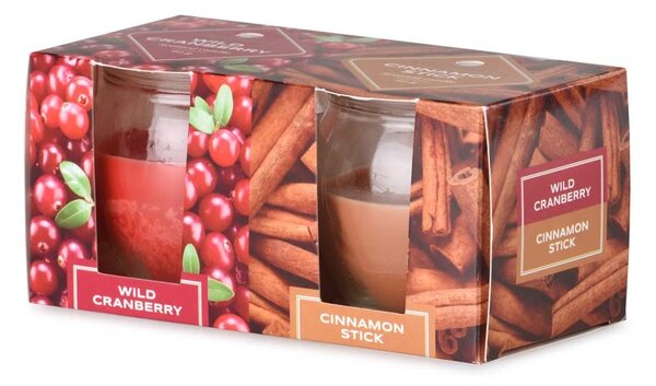 Emocio Sklo 65x63 mm 2 ks v krabičce Wild Cranberry & Cinnamon Stick, vonná svíčka