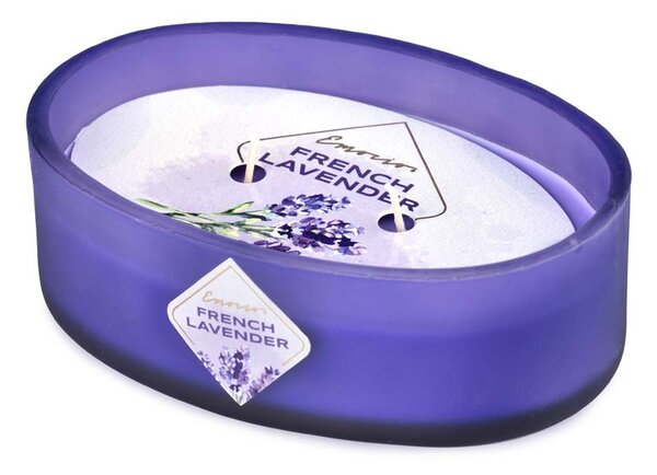Emocio vonná svíčka ve skle French Lavender ovál 2 knoty 144x102x50mm
