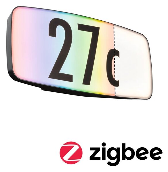 P 94508 VÝPRODEJ VZORKU Venkovní nástěnné svítidlo Sheera IP44 RGBW Zigbee antracit se soumrakovým senzorem + čísly domu - PAULMANN