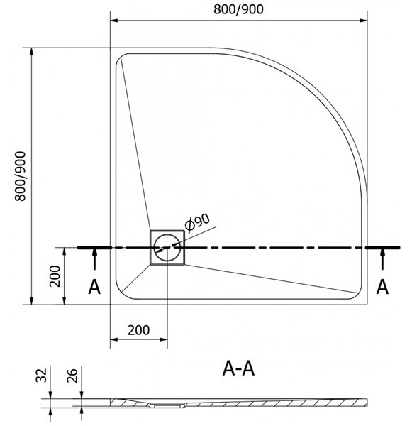 Mexen Bert čtvrtkruhový sprchový kout SMC 80 x 80 cm, šedý - 4KR618080