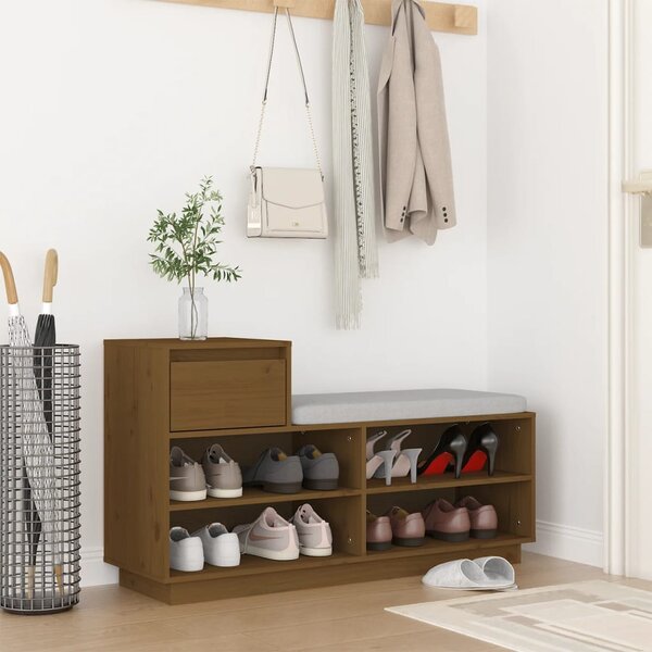 Botník medově hnědý 110 x 34 x 61 cm masivní borové dřevo