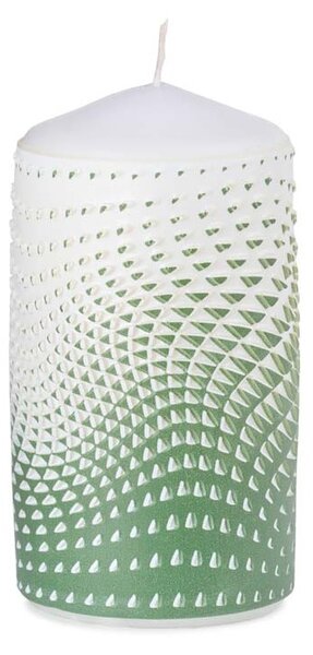 Válec 60x110mm Op art 3D geometrie, zelená svíčka