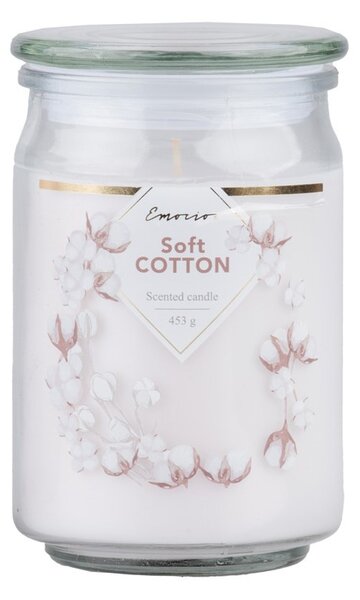 Emocio vonná svíčka ve skle Soft Cotton se skleněným víčkem 93x142mm