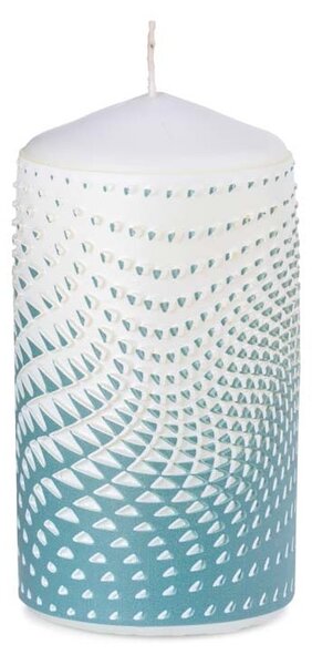 Válec 60x110mm Op art 3D geometrie, modrá svíčka