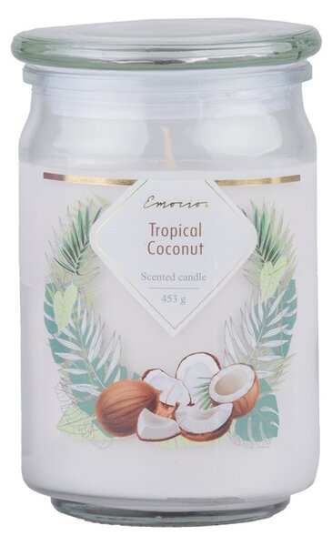 Emocio Sklo 93x142 mm se skleněným víčkem Tropical Coconut vonná svíčka