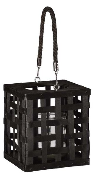 Proutěná lampa s uchem - černá, 15,5 × 18 cm